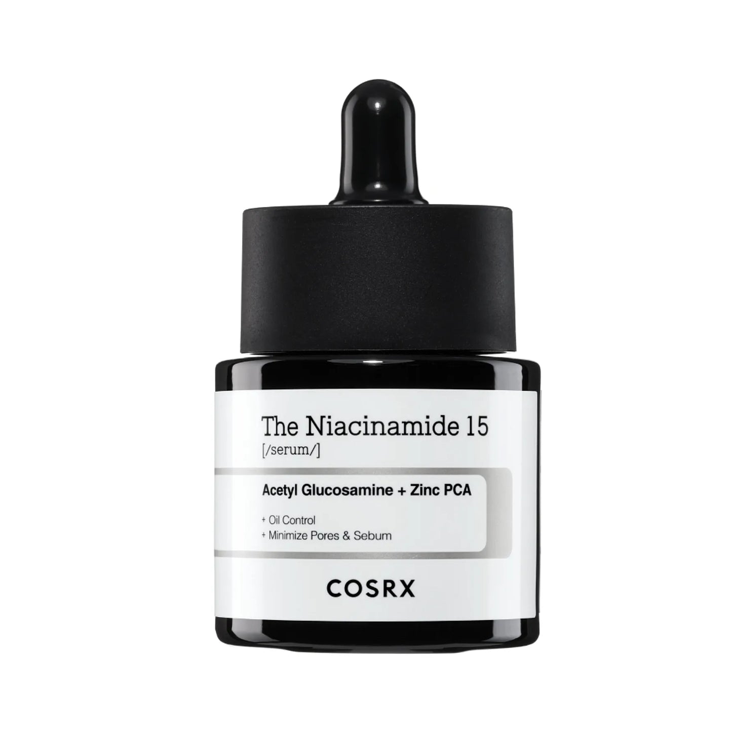 COSRX The Niacinamide 15 Serum til mænd i en gennemsigtig flaske med pipette hos Looxx.